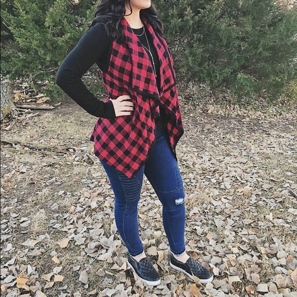 Red buffalo plaid vest